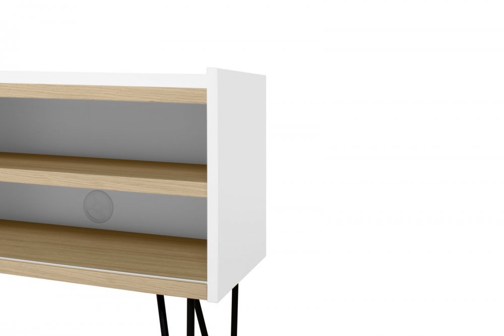 Meuble TV design NINA  Chêne clair et blanc
